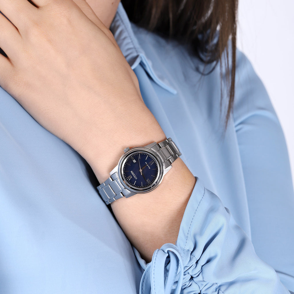 CITIZEN FE1220-89L RADIANT CHARM - ELEGANT BLUE DIAL & CRYSTAL ACCENTS WOMEN'S WATCH