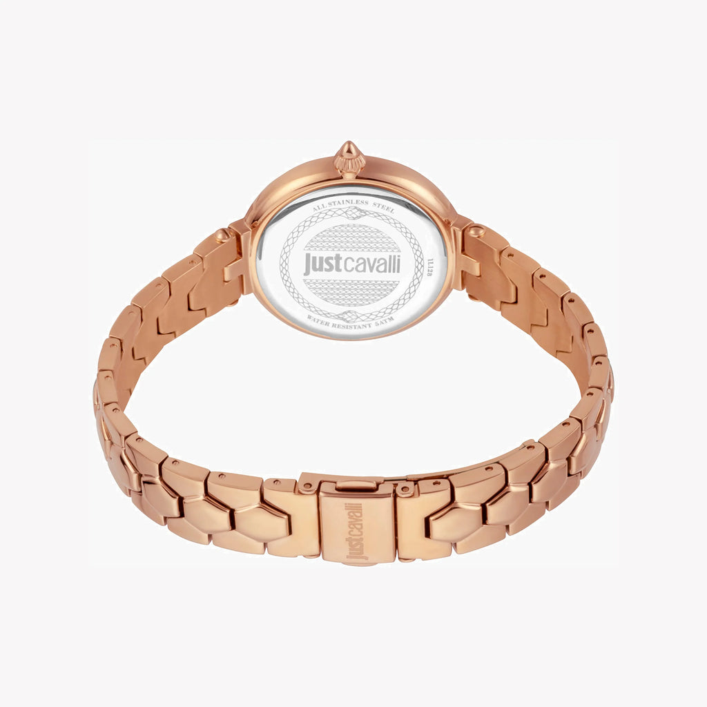 JUST CAVALLI Women's Watch with Rose Gold Stainless Steel Case and Rose Gold Stainless Steel Band
