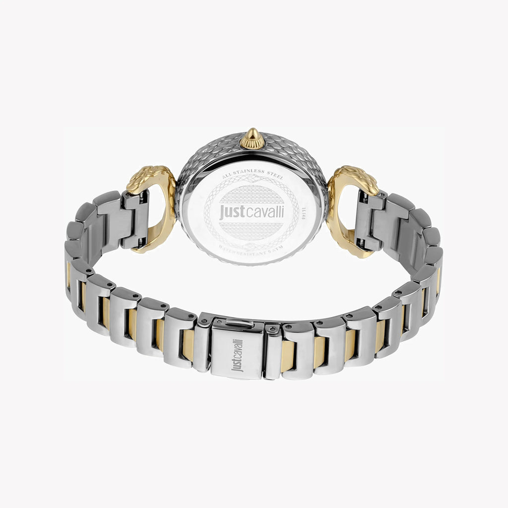JUST CAVALLI Women's Watch with Silver & Gold Stainless Steel Case and Silver & Gold Stainless Steel Band