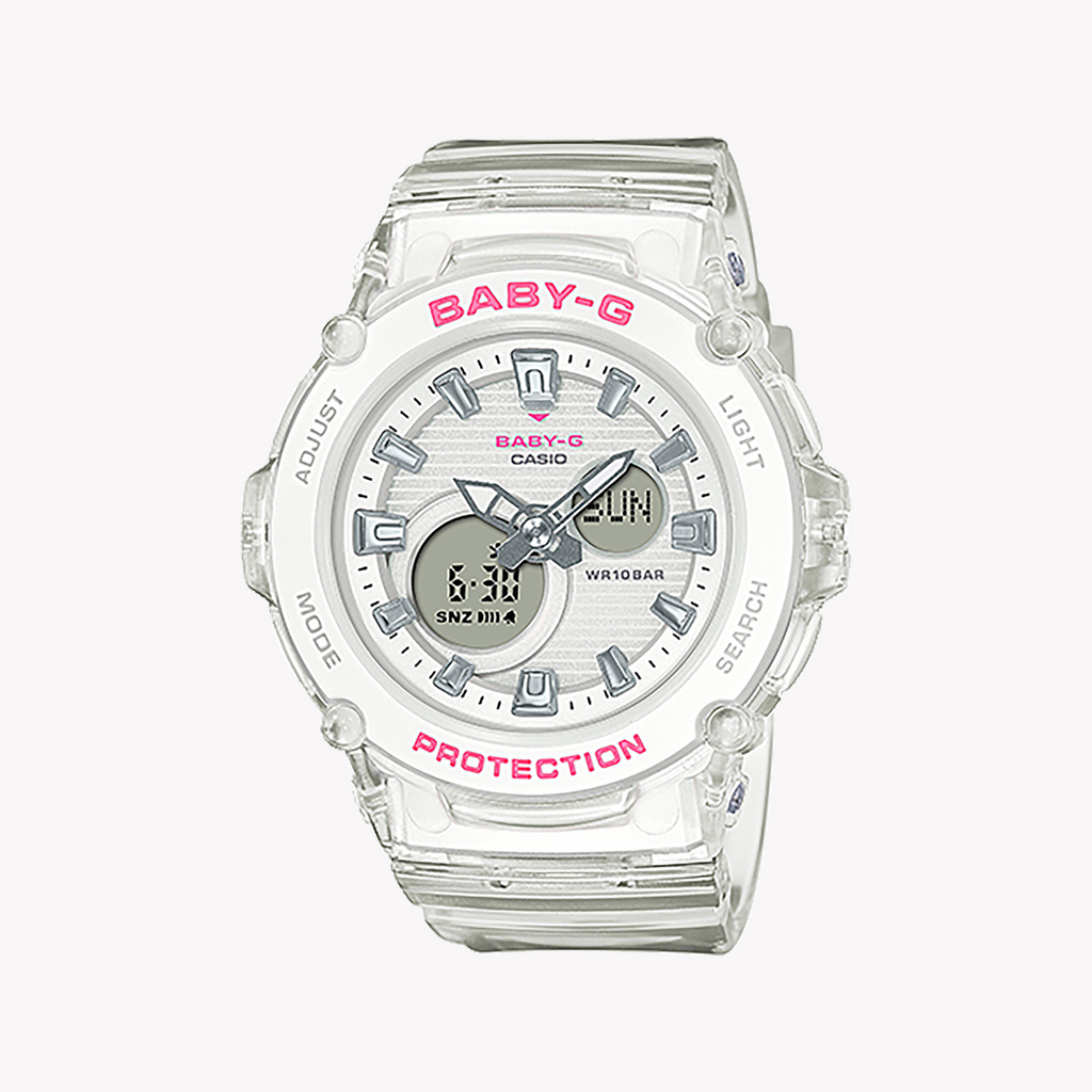 BGA-270S-7ADR BABY-G - SPORTY ELEGANCE UNLEASHED - Chic White Women's Watch with Versatile Functionality