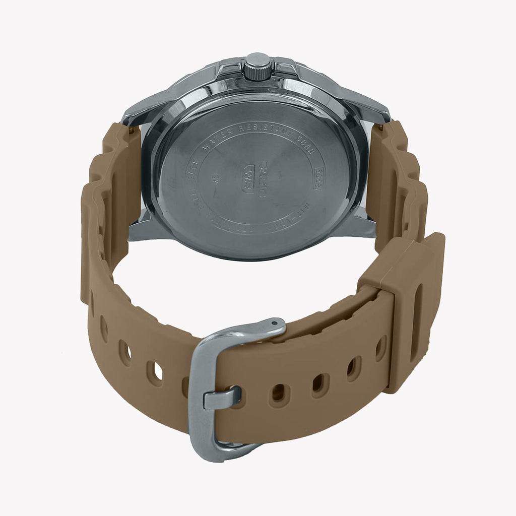 CASIO MTP-VD01-5EVUDF SLEEK SPORTY ELEGANCE - MEN'S WATCH WITH BLACK DIAL AND BEIGE RESIN BAND