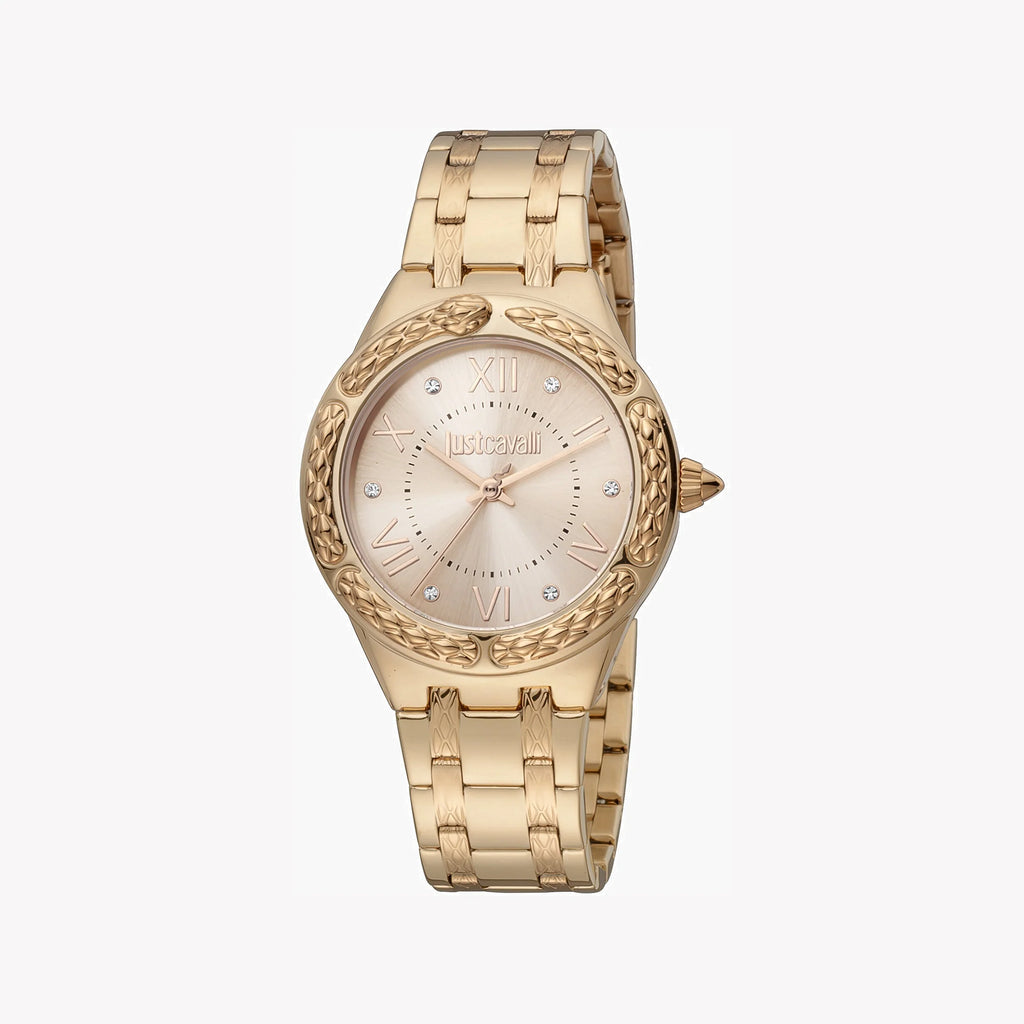 JUST CAVALLI Women's Watch with Rose Gold Stainless Steel Case and Rose Gold Stainless Steel Band