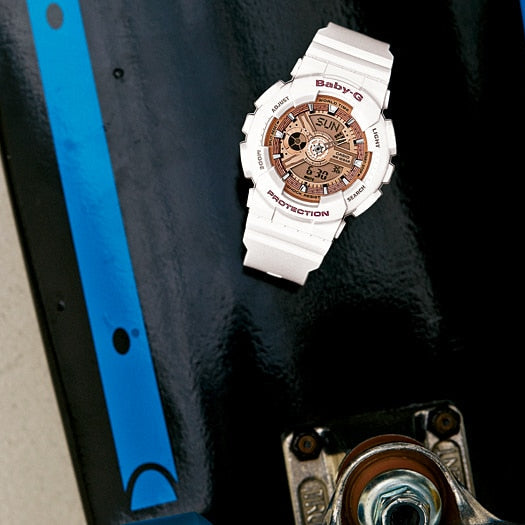 BA-110-7A1DR BABY-G Chic Resilience - Stylish Women's Watch with White Resin Band & Digital Dial