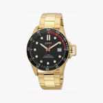 ESPRIT MEN'S STAINLESS STEEL TIMEPIECE - ELEGANT GOLD BAND & BLACK DIAL CLASSIC