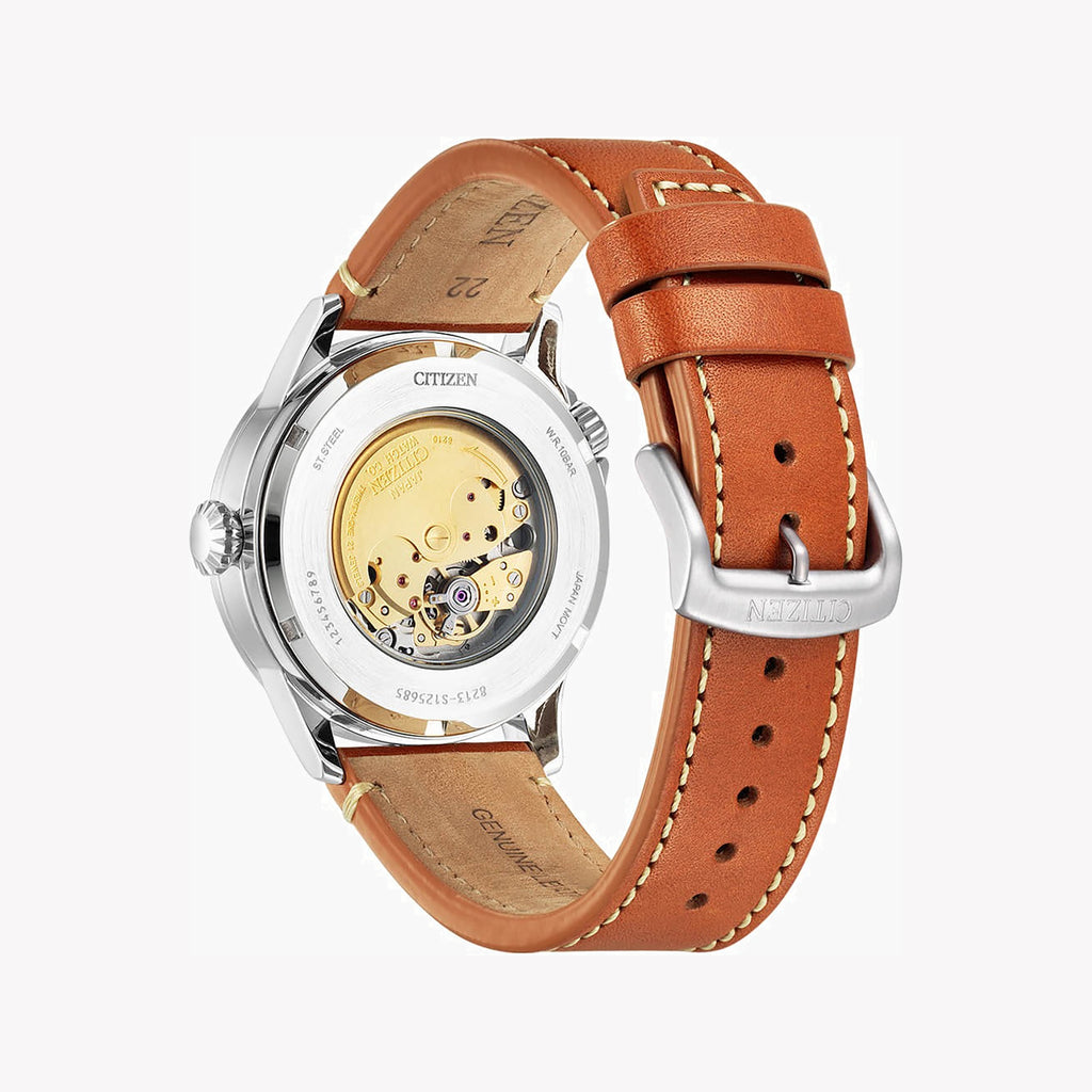 CITIZEN NJ0140-25L DYNAMIC SOPHISTICATION - MEN'S AUTOMATIC WATCH WITH LEATHER BAND & BLUE DIAL