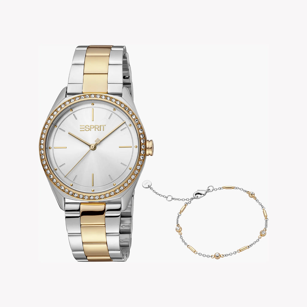 ESPRIT Women's Watch with Silver Stainless Steel Case and Silver & Gold Stainless Steel Band