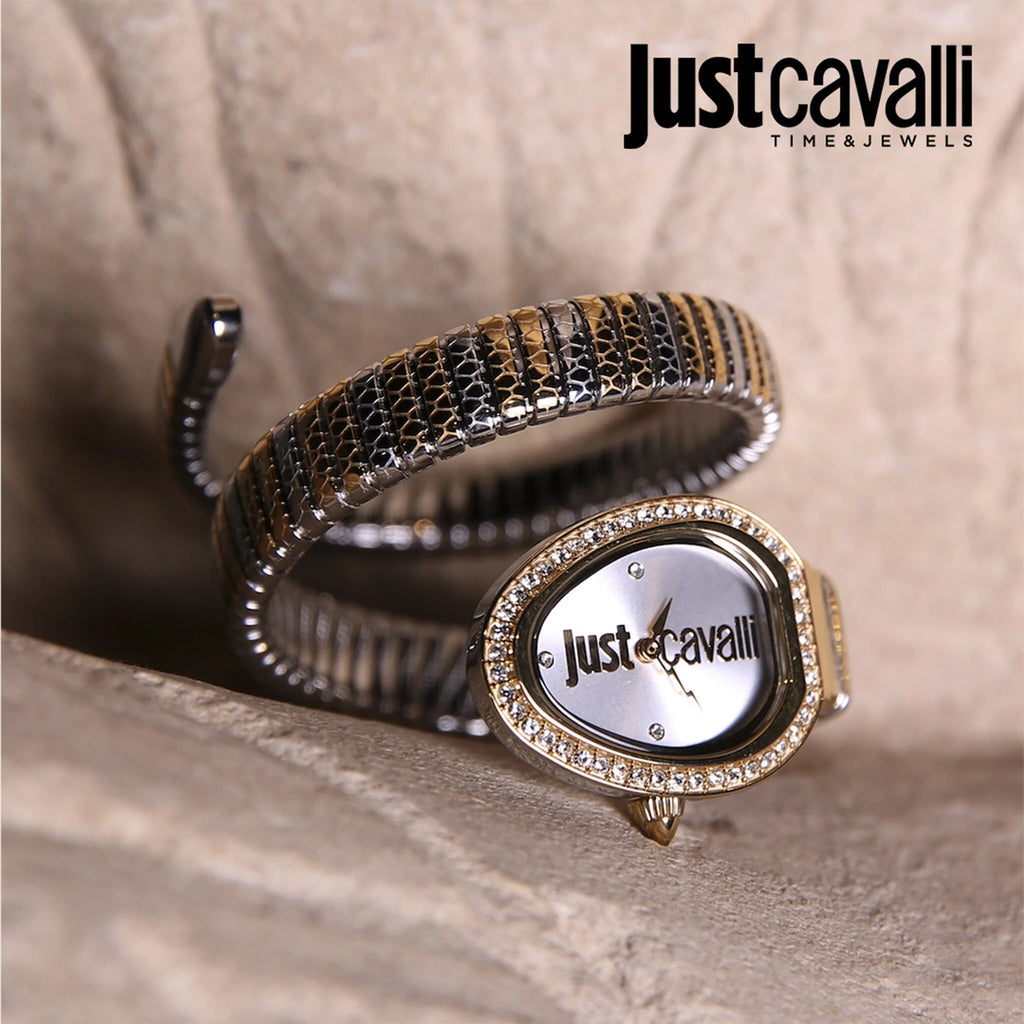 JUST CAVALLI Women's Watch with Silver Stainless Steel Case and Silver & Gold Stainless Steel Band
