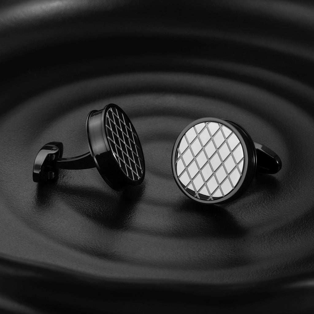 ZINK Men's Stainless Steel Black & Silver Cufflink | ZJCL004B