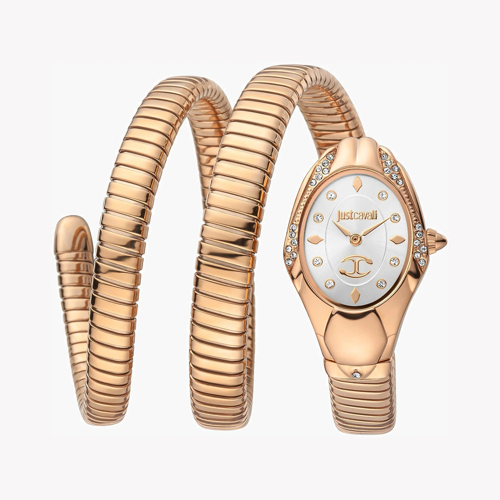 JUST CAVALLI Women's Watch with Rose Gold Stainless Steel Case and Rose Gold Stainless Steel Band