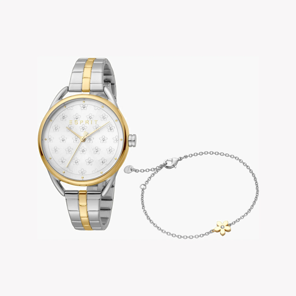 ESPRIT Women's Watch with Silver Stainless Steel Case and Silver & Gold Stainless Steel Band