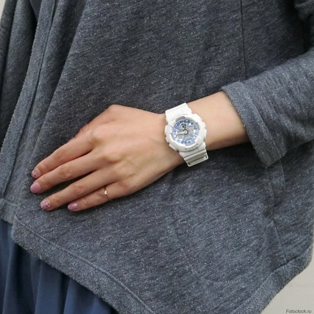 BABY-G BA-130-7A2DR - SPORTY CHIC - Women's White Resin Watch with Digital Dial and Color Pop