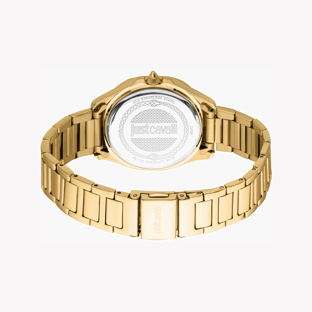 JUST CAVALLI Women's Watch with Gold Stainless Steel Case and Gold Stainless Steel Band