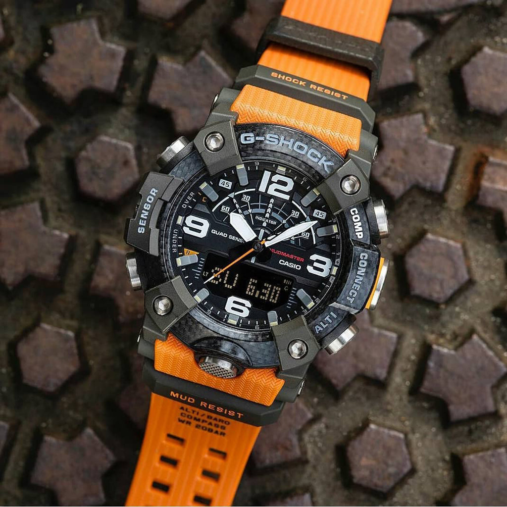 CASIO G-SHOCK GG-B100-1A9DR - ADVENTURER'S XTREME COMPANION Men's Watch with black/orange design, altimeter, and compass