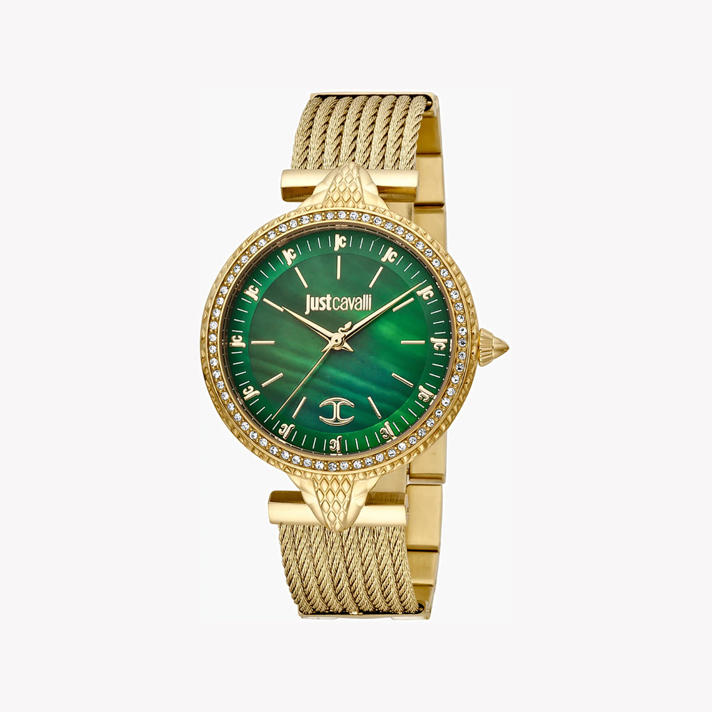 JUST CAVALLI Women's Watch with Gold Stainless Steel Case and Gold Stainless Steel Band