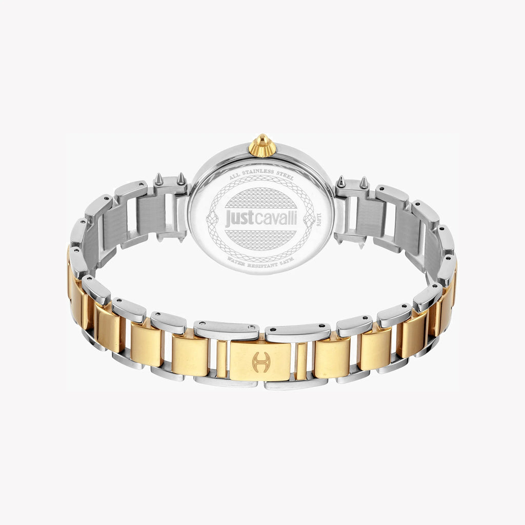 JUST CAVALLI Women's Watch with Silver Stainless Steel Case and Silver & Gold Stainless Steel Band