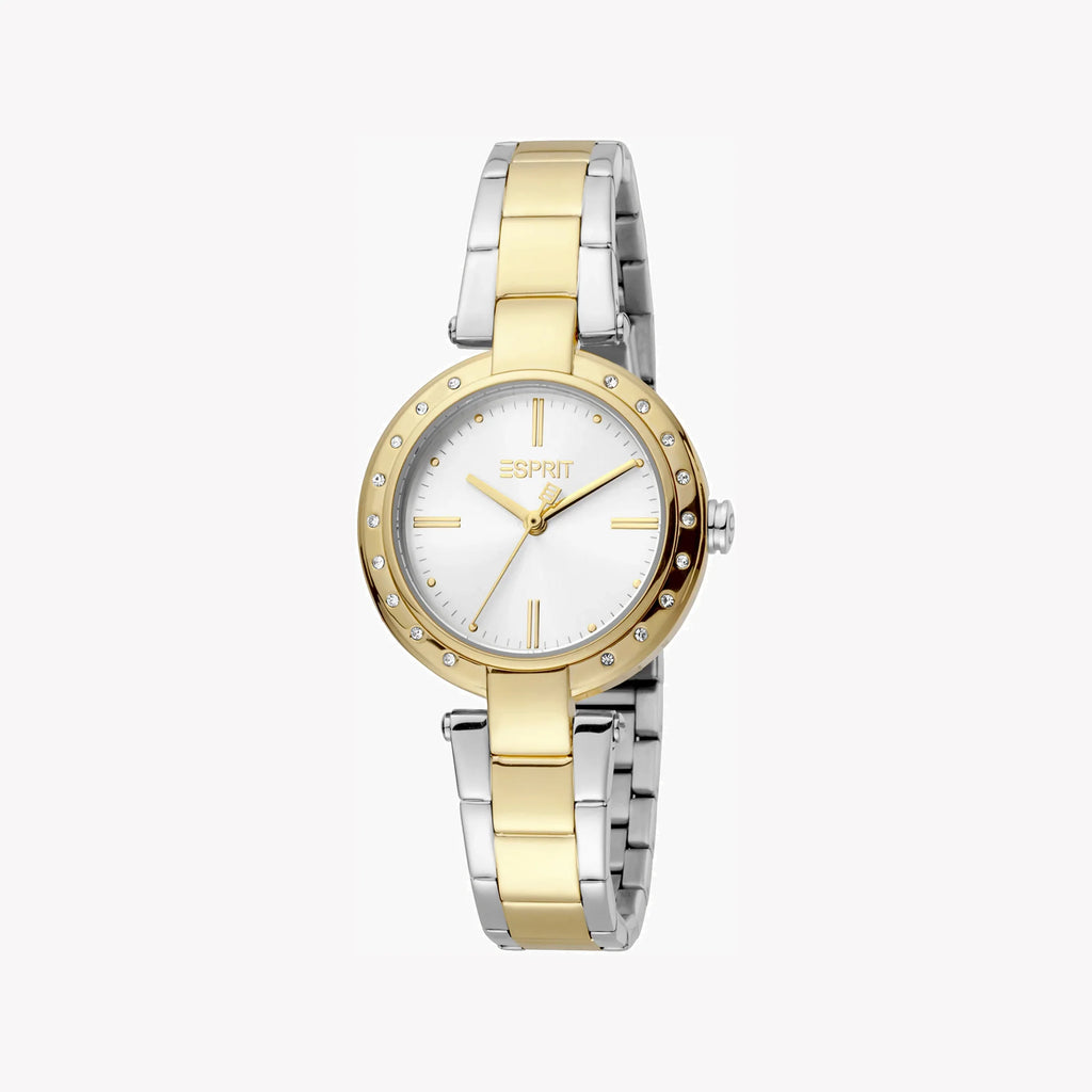 ESPRIT Women's Watch with Silver Stainless Steel Case and Silver & Gold Stainless Steel Band