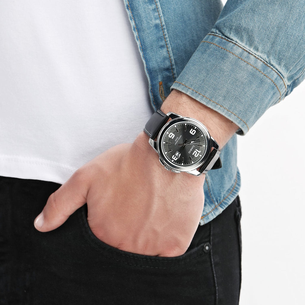 CASIO MTP-1314L-8AVDF SPORTY ELEGANCE - MEN'S LEATHER BAND WATCH WITH BLACK DIAL