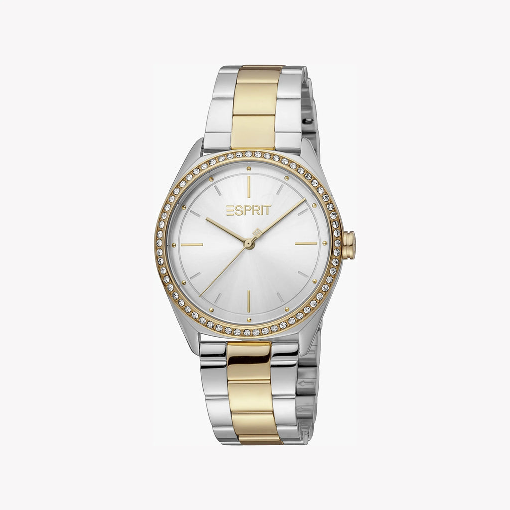 ESPRIT Women's Watch with Silver Stainless Steel Case and Silver & Gold Stainless Steel Band