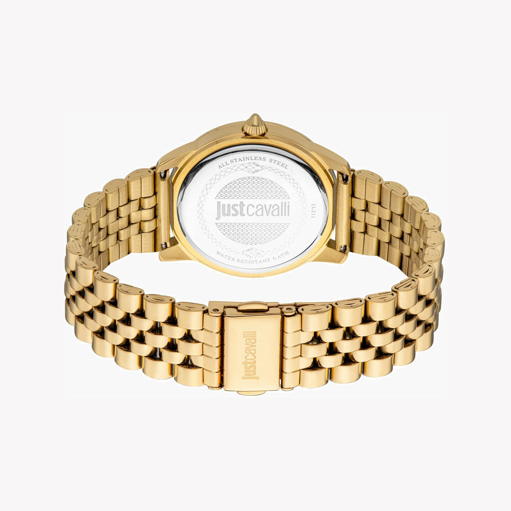 JUST CAVALLI Women's Watch with Silver & Gold Stainless Steel Case and Gold Stainless Steel Band
