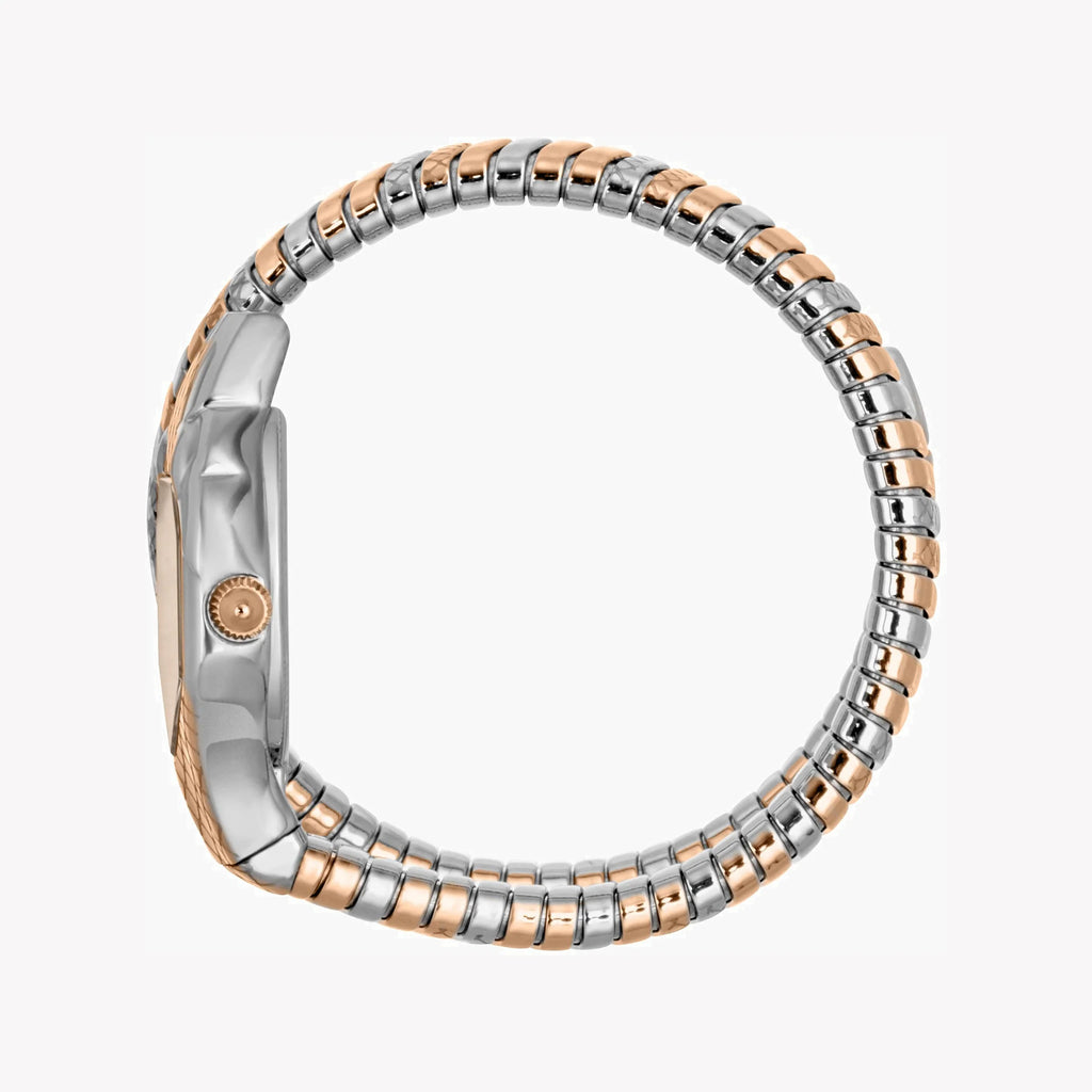 JUST CAVALLI Women's Watch with Silver & Rose Gold Stainless Steel Case and Silver & Rose Gold Stainless Steel Band