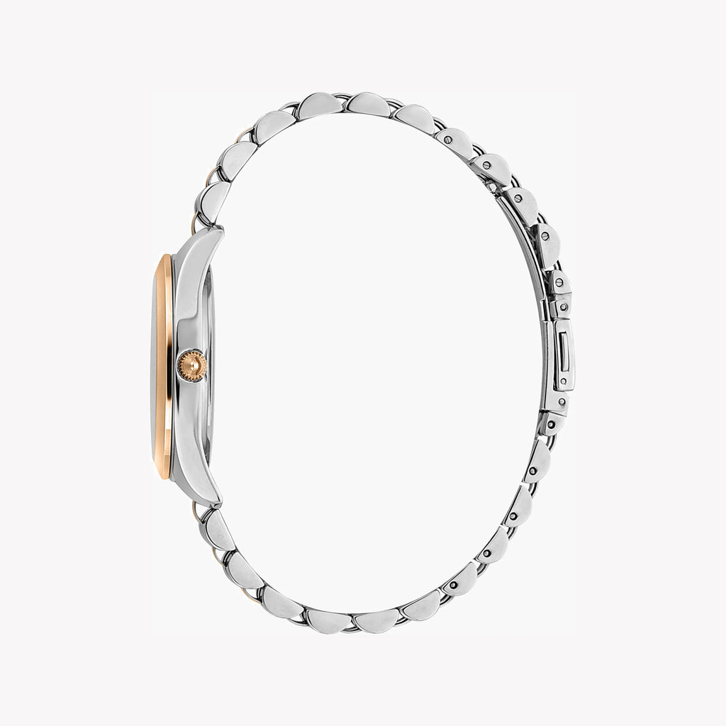 JUST CAVALLI Women's Watch with Silver & Rose Gold Stainless Steel Case and Silver & Rose Gold Stainless Steel Band