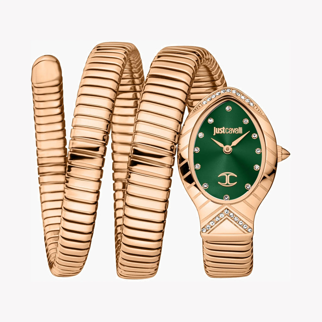 JUST CAVALLI Women's Watch with Rose Gold Stainless Steel Case and Rose Gold Stainless Steel Band