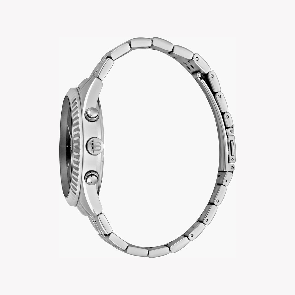 ESPRIT ELEGANCE 44MM MEN'S WATCH - STYLISH SILVER STAINLESS STEEL & BLACK DIAL