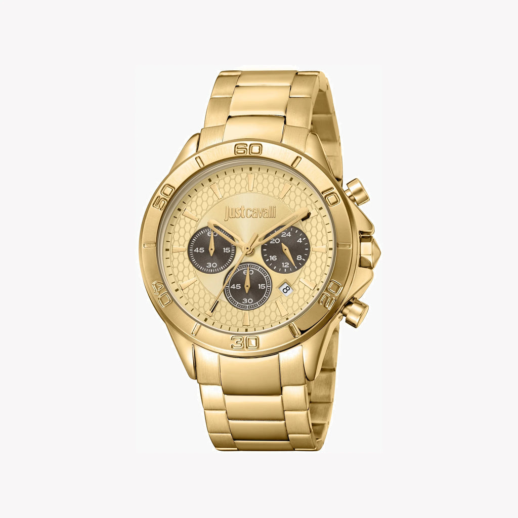 JUST CAVALLI GOLD LUXE ALLOY STEEL - ELEGANT MEN'S TIMEPIECE WITH CHAMPAGNE DIAL