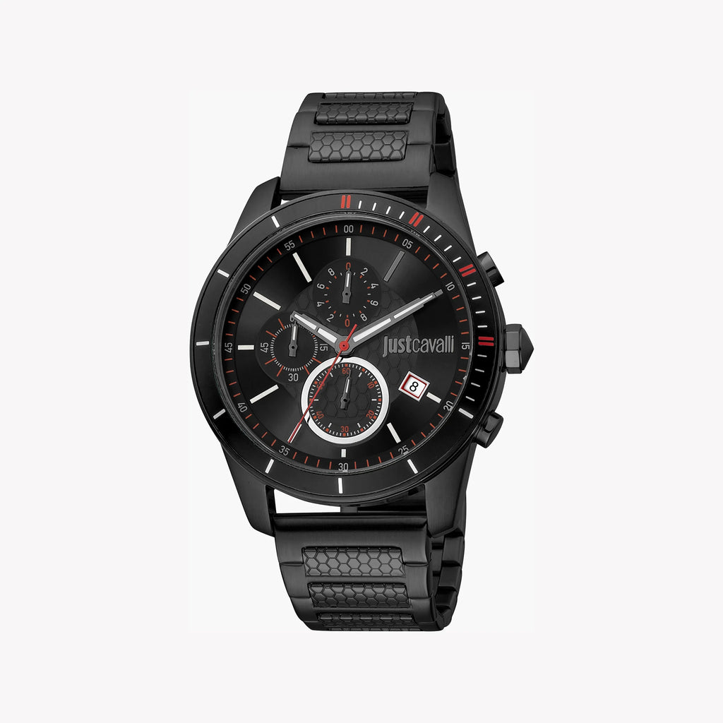 JUST CAVALLI JC1G166M0065 - ELEGANT BLACK STAINLESS STEEL MEN'S WATCH WITH SOPHISTICATION
