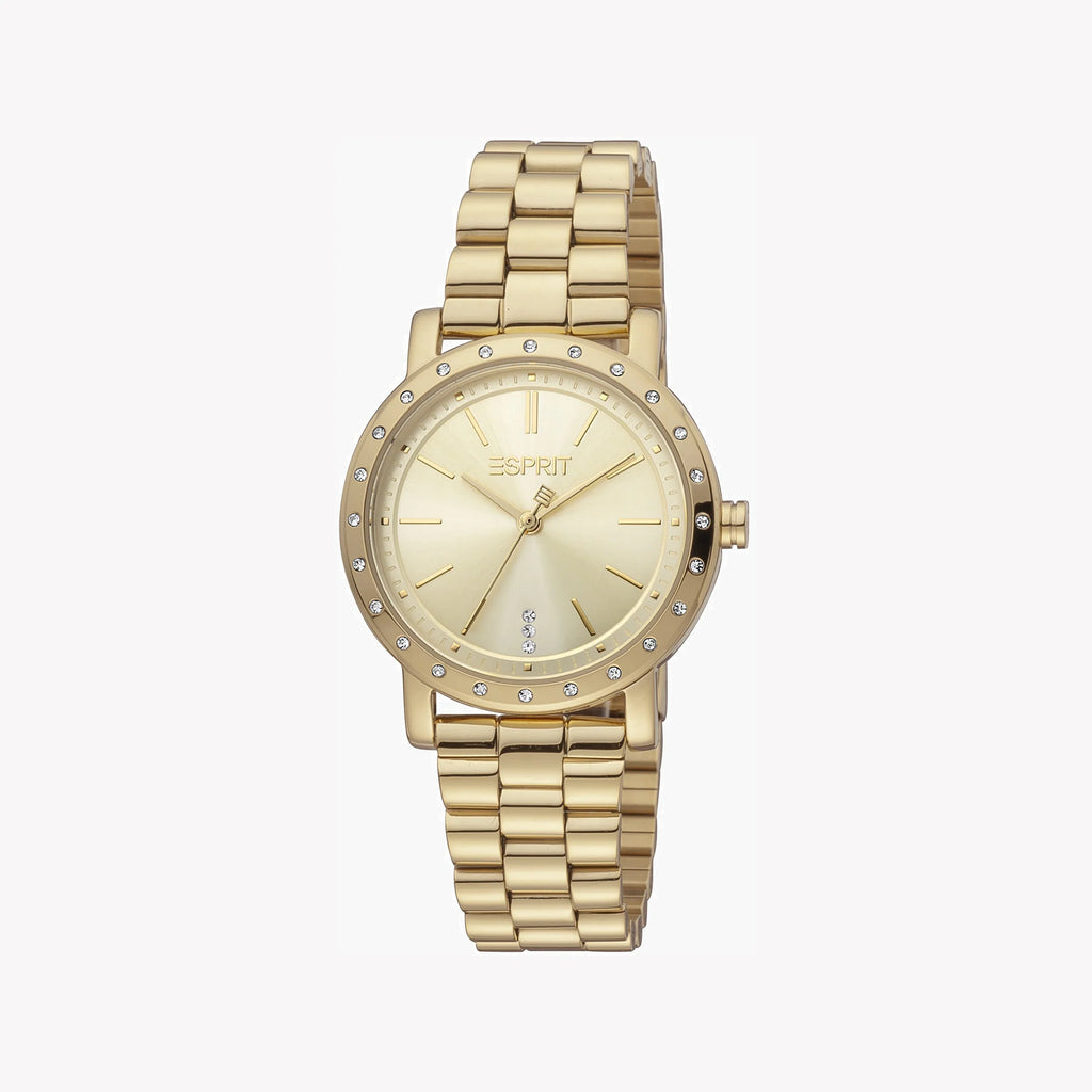 ESPRIT Women's Watch with Gold Stainless Steel Case and Gold Stainless Steel Band