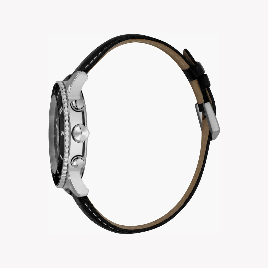 JUST CAVALLI JC1G155L0025 - ELEGANT BLACK LEATHER & STAINLESS STEEL MEN'S WATCH