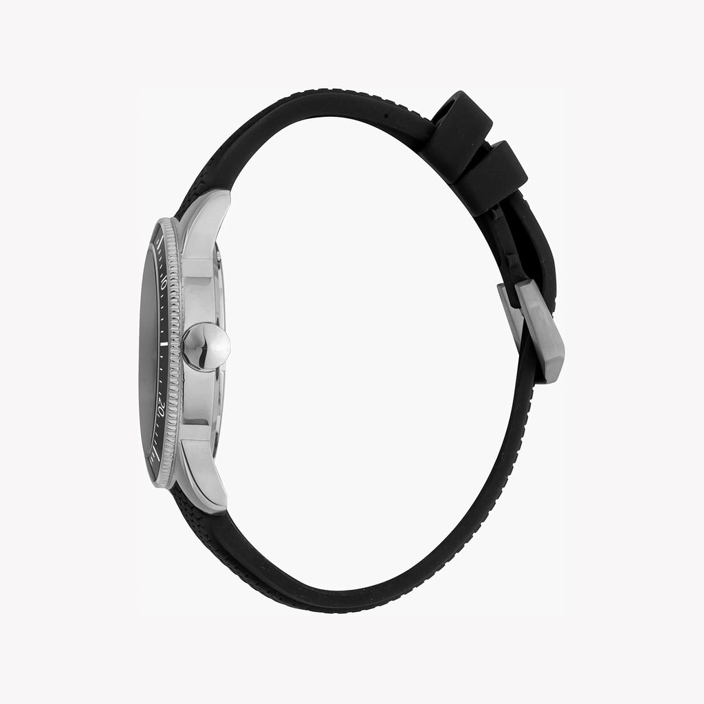 JUST CAVALLI JC1G179P0025 MEN'S ELEGANT BLACK DIAL SILICONE WATCH - TIMELESS SOPHISTICATION