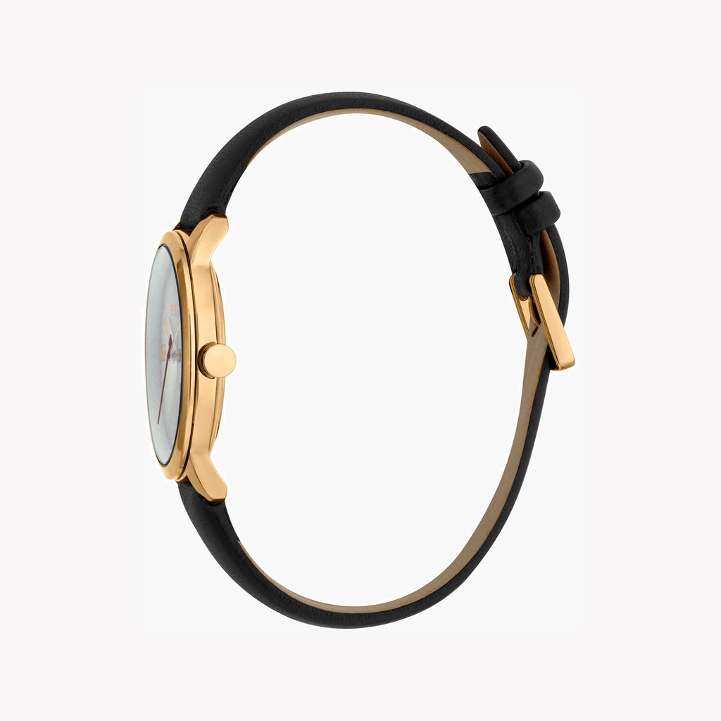 ESPRIT Women's Watch with Rose Gold Stainless Steel Case and Black Leather Band