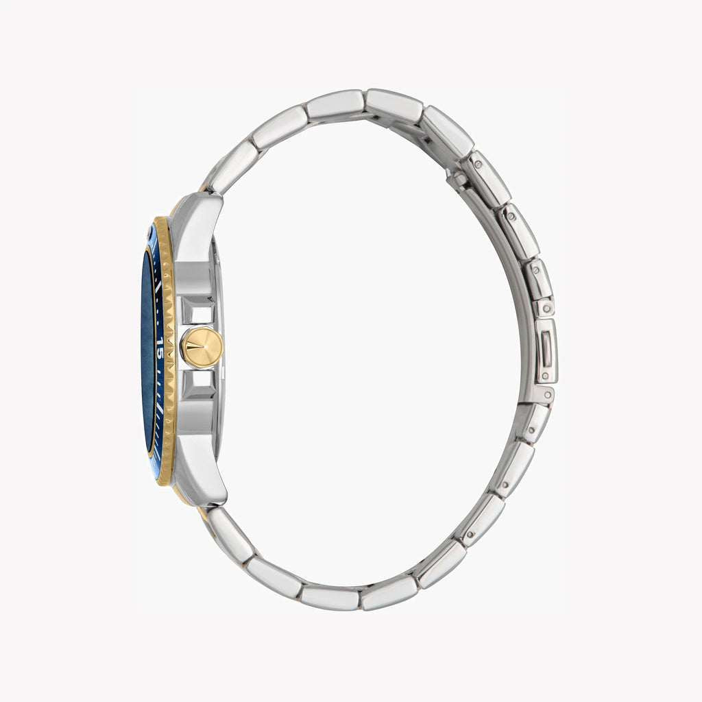 JUST CAVALLI TWO TONE STAINLESS STEEL MEN'S WATCH - ELEGANT BLUE DIAL SOPHISTICATION