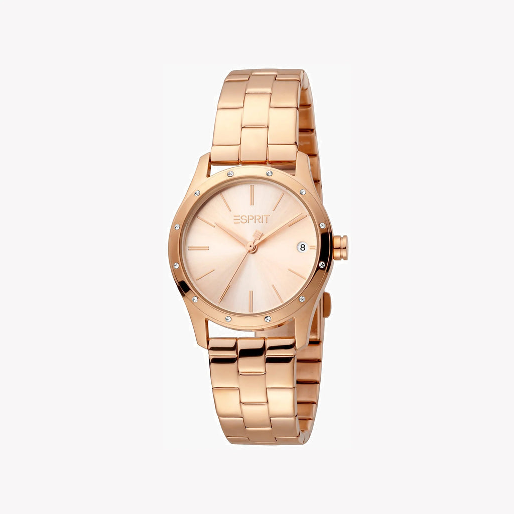 ESPRIT Women's Watch with Rose Gold Stainless Steel Case and Rose Gold Stainless Steel Band