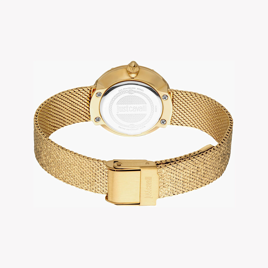 JUST CAVALLI Women's Watch with Gold Stainless Steel Case and Gold Stainless Steel Band