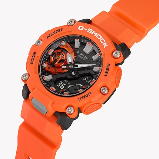 CASIO G-SHOCK GA-2200M-4ADR - BOLD ADVENTURER MEN'S WATCH with Orange Resin Band & Sleek Black Dial