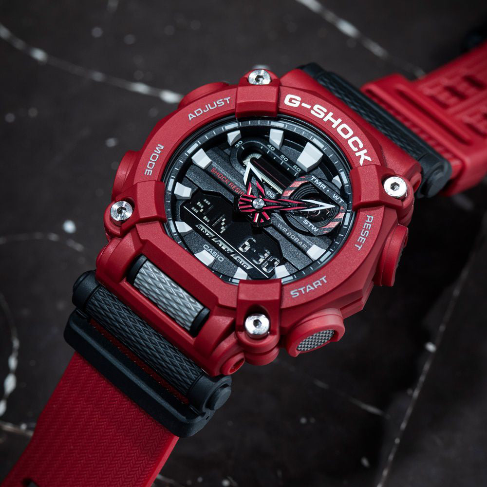 CASIO G-SHOCK GA-900-4ADR RESILIENT ADVENTURER - MEN'S WATCH with striking red case and bold black dial