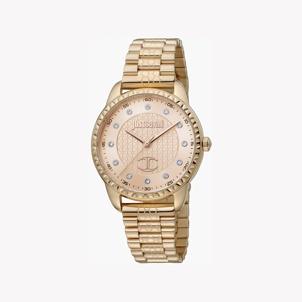 JUST CAVALLI Women's Watch with Rose Gold Stainless Steel Case and Rose Gold Stainless Steel Band
