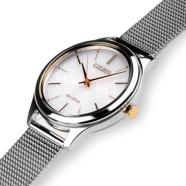 CITIZEN Eco-Drive EM0504-81A RADIANT STYLE - ELEGANT WOMEN'S TIMEPIECE with Silver Mesh Band