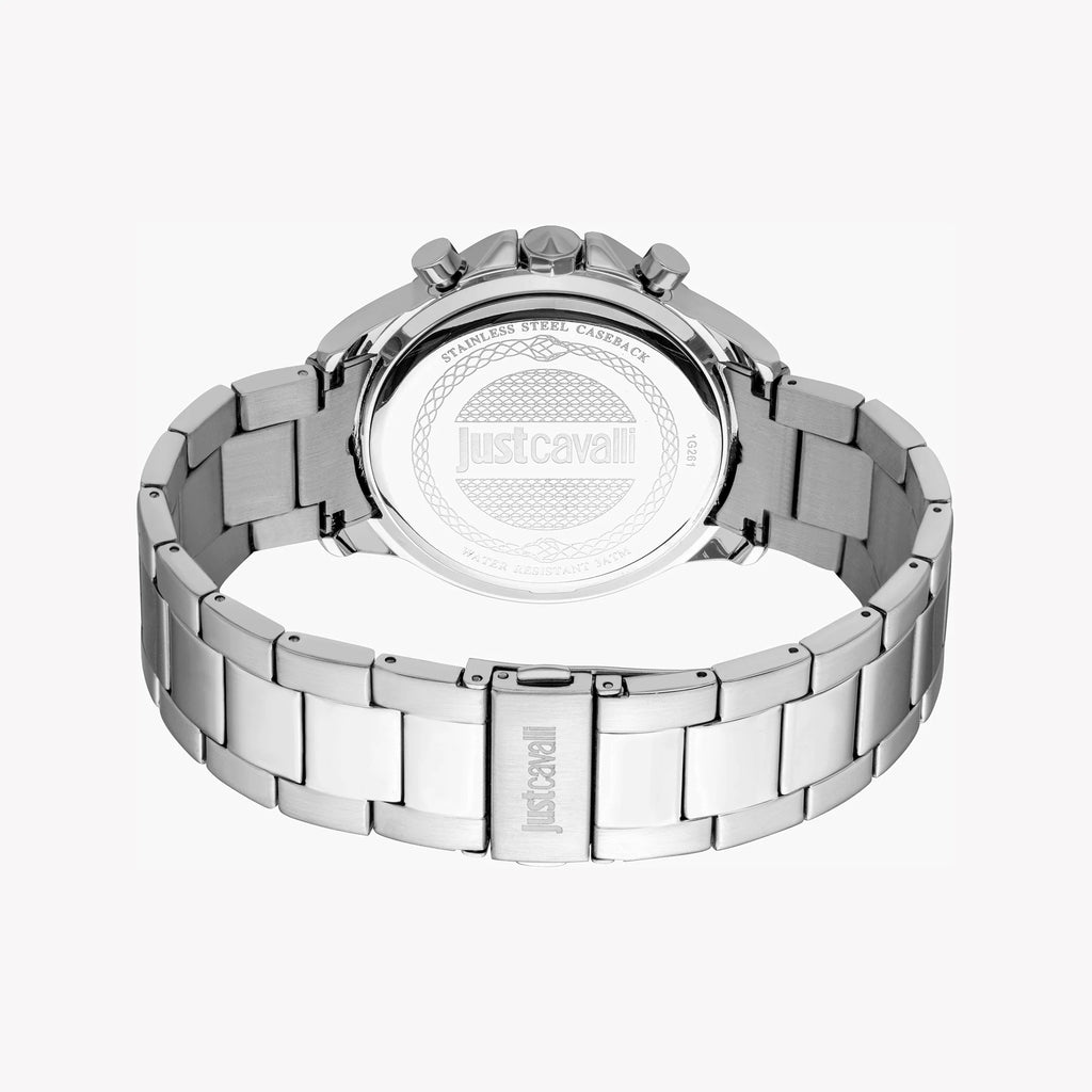 JUST CAVALLI ALLURE - ELEGANT SILVER ALLOY STEEL MEN'S WATCH WITH BLUE DIAL