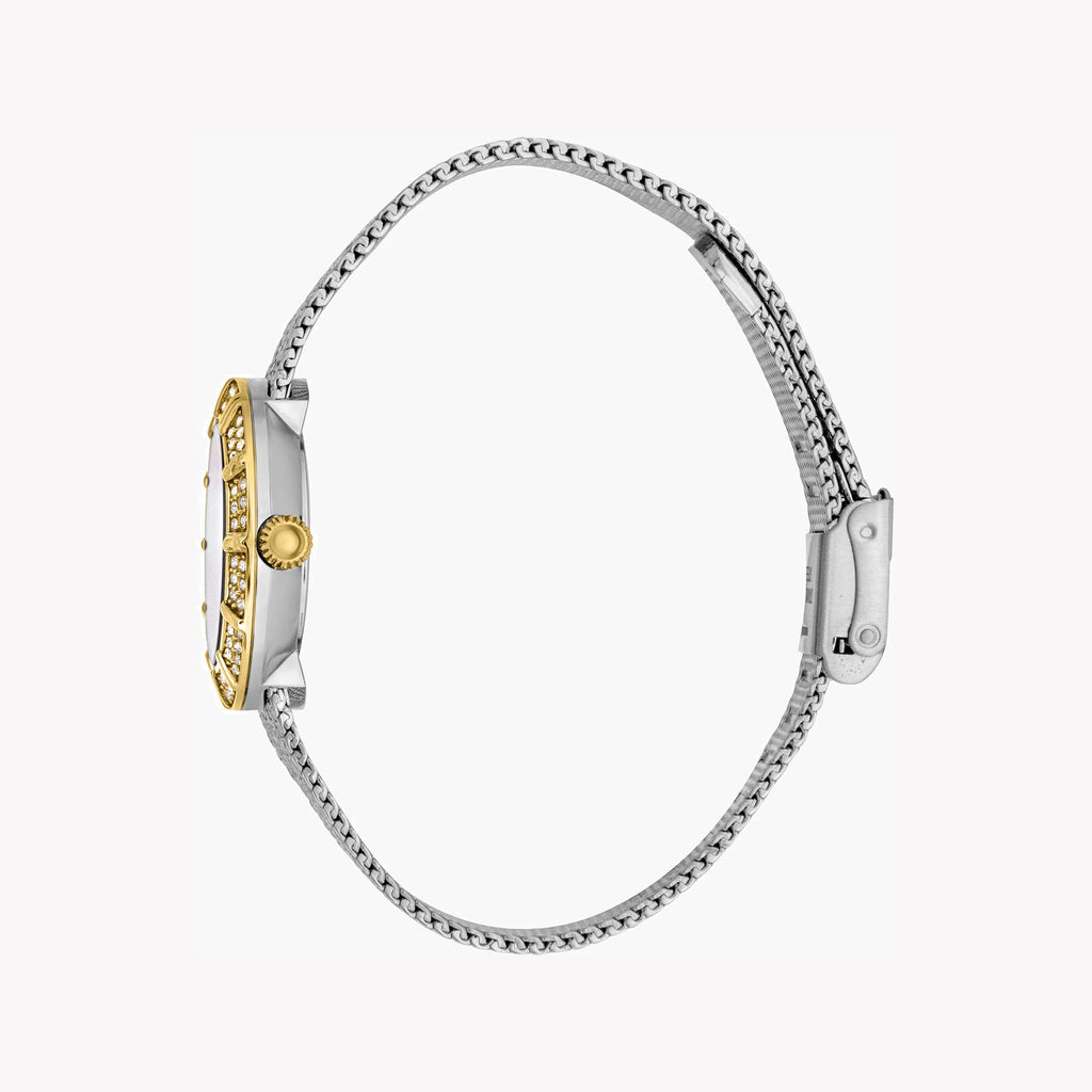 JUST CAVALLI Women's Watch with Silver & Gold Stainless Steel Case and Silver Stainless Steel Band