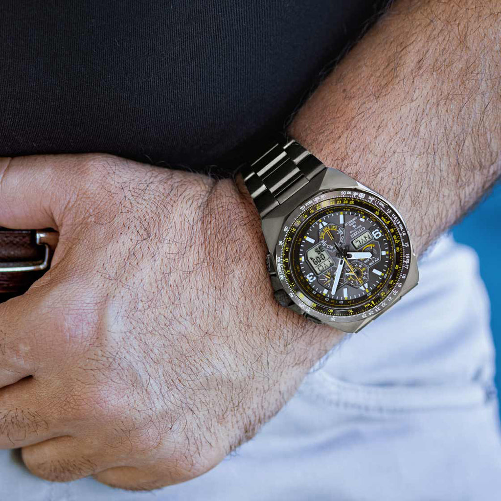 CITIZEN JY8127-59E MASTERFUL PRECISION - BLACK STAINLESS STEEL MEN'S WATCH with Chronograph & World Time