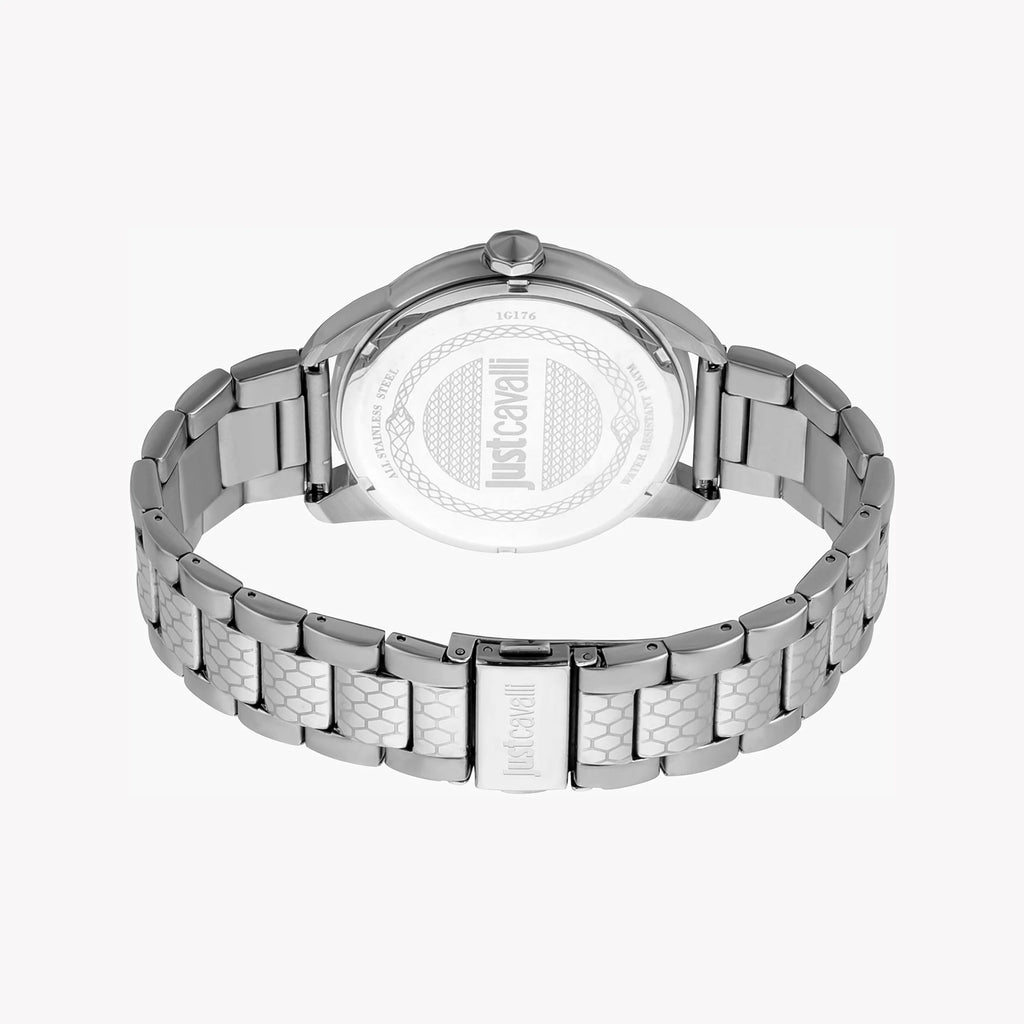 JUST CAVALLI JC1G176M0055 - ELEGANT SILVER STAINLESS STEEL MEN'S WATCH WITH BLACK DIAL