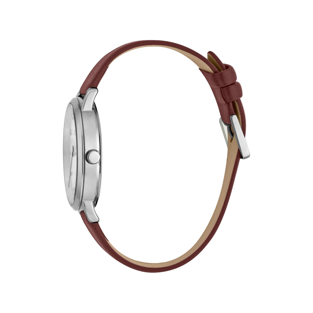 ESPRIT Women's Watch with Silver Stainless Steel Case and Brown Leather Band