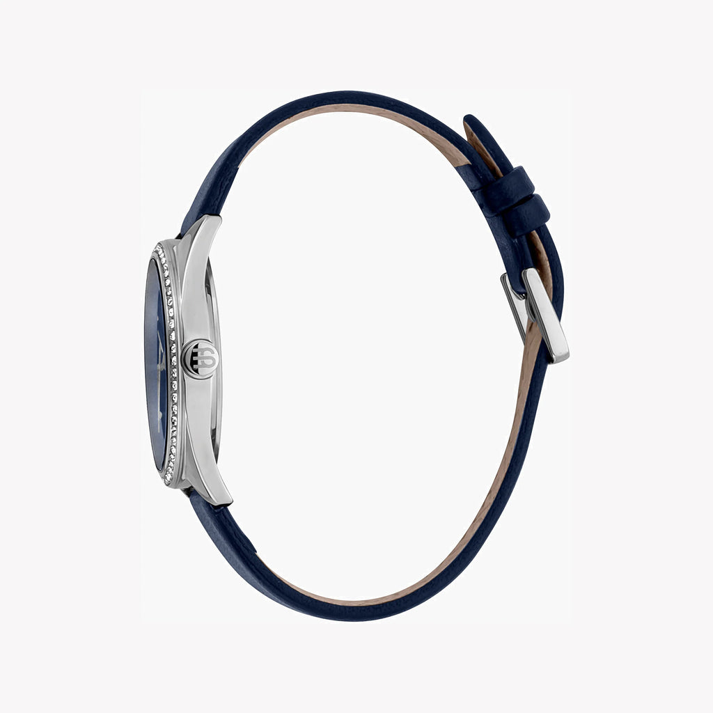 ESPRIT Women's Watch with Silver Stainless Steel Case and Blue Leather Band