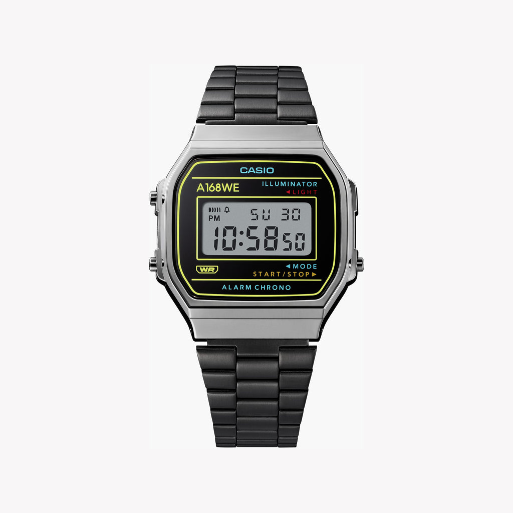 CASIO A168WEHB-1ADF SPORTY RETRO - TIMELESS STYLE MEETS MODERN FUNCTIONALITY Unisex Watch with gray stainless steel band and digital dial