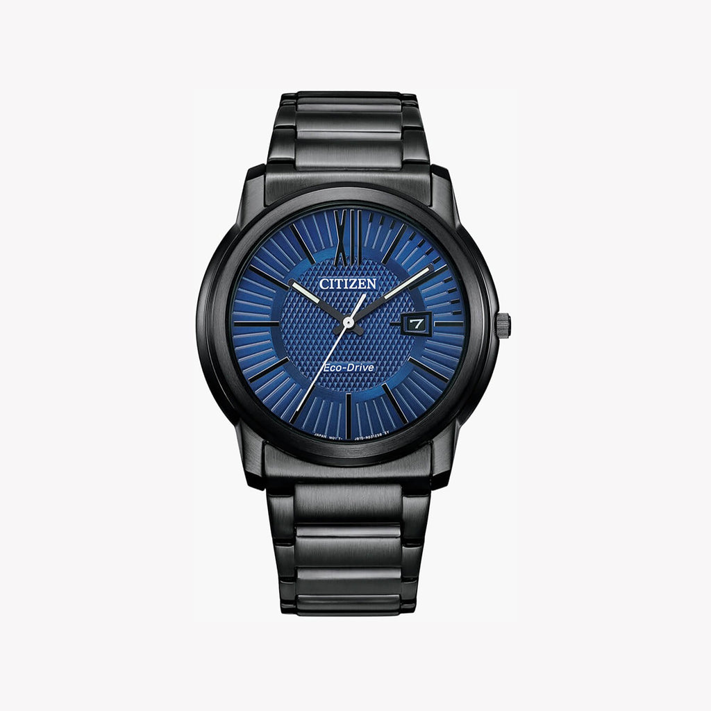 CITIZEN AW1217-83L ECO-DRIVE - BOLD BLACK STEEL & BLUE DIAL Men's Watch