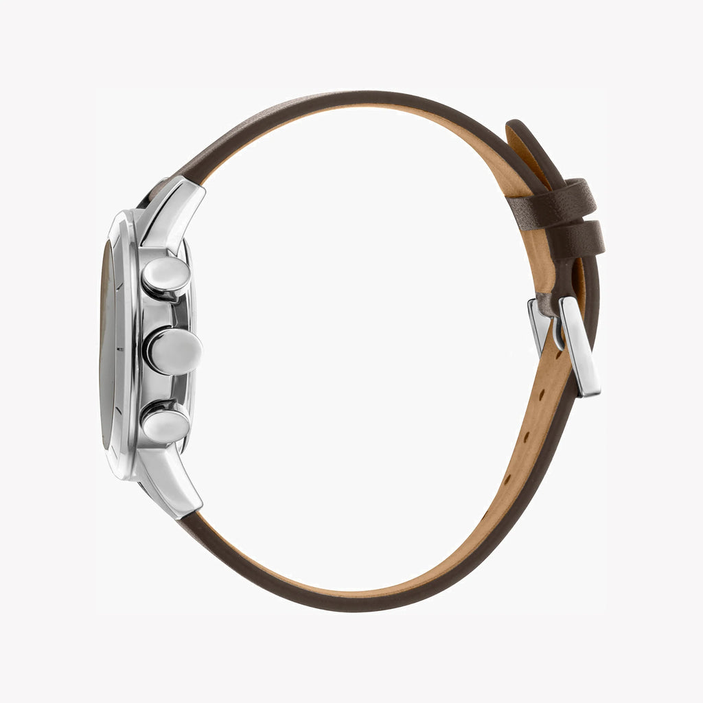 ESPRIT MEN'S BROWN LEATHER & BLACK DIAL WATCH - TIMELESS STAINLESS STEEL ELEGANCE