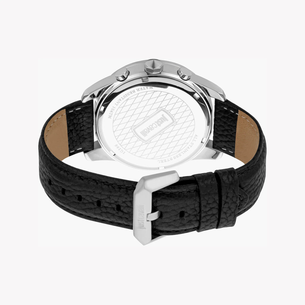 JUST CAVALLI JC1G166L0015 MEN'S ELEGANT LEATHER & STAINLESS STEEL TIMEPIECE